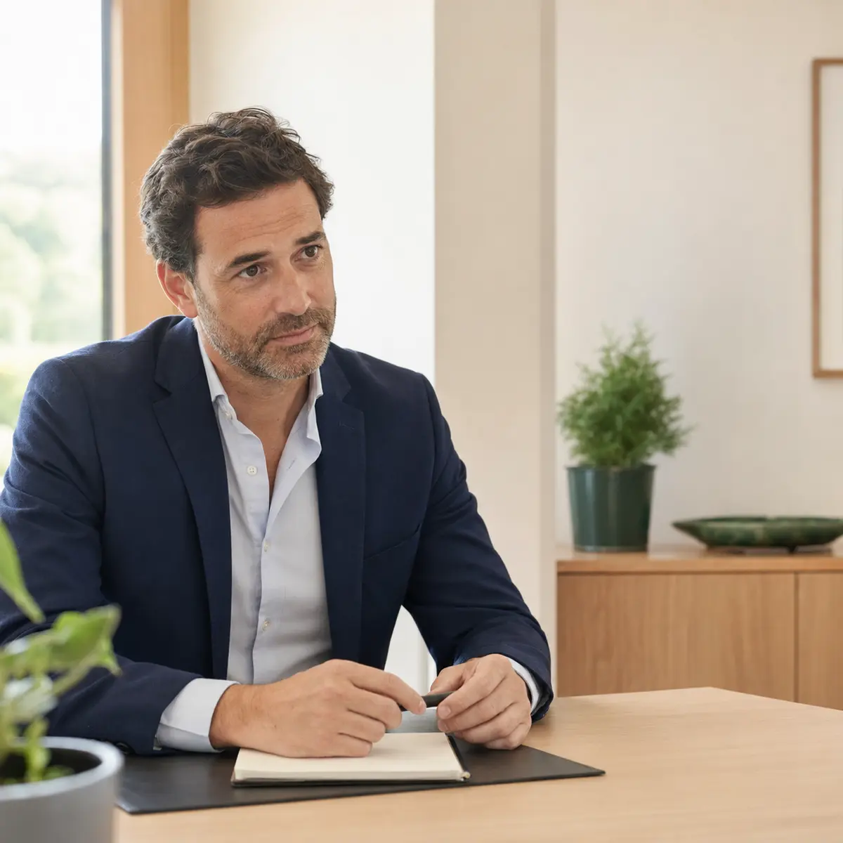 Profesional escuchando una consulta en un despacho